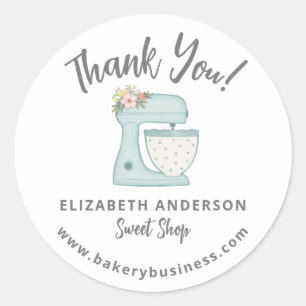Cute Blue Mixer Boulangerie Business Merci Sticker
