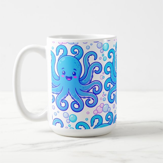 ​Cute Blue Octopus Pattern Coffee Mug (Gauche)