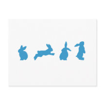 Cute Blue on White Rabbits Postcard