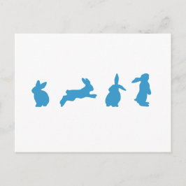 Cute Blue on White Rabbits Postcard Postkarte