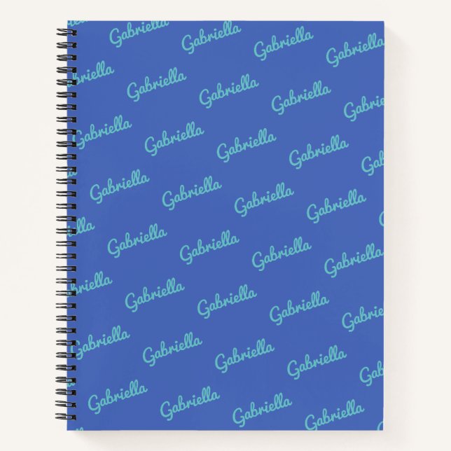 Cute Blue Personnalisé Nom De Script Livre D'Esqui (Devant)
