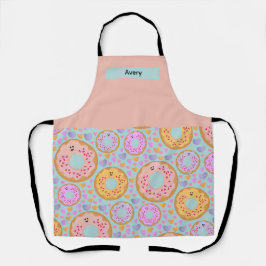 Cute Blue Pink Pastel Donuts & Hearts Schürze