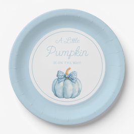 Cute Blue Pumpkin Boy Baby Shower Pappteller