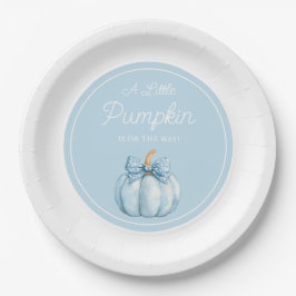 Cute Blue Pumpkin Boy Baby Shower Pappteller