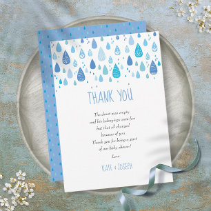 Cute Blue Raindrops Baby shower Merci poème