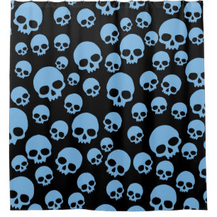 Cute Blue Random Skuls Motif Douche rideau