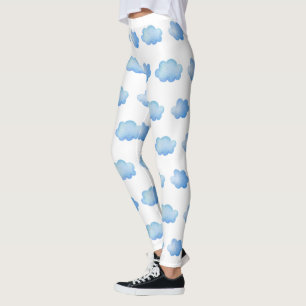Cute Blue Sky Marble Cloud Motif Leggings Femmes