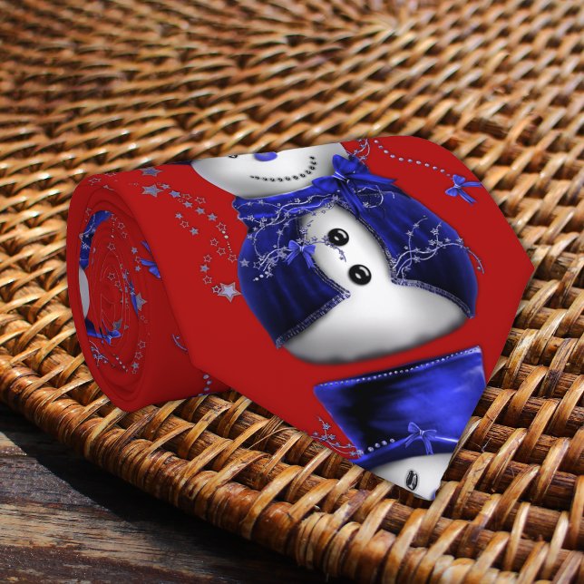 Cute Blue Snowman Christmas  Krawatte (Cute Blue Snowman Christmas Tie by the Olde Christmas Shoppe)