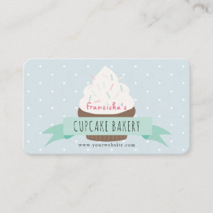 Cute Blue Sprinkings Cupcake Bakery Carte de visit