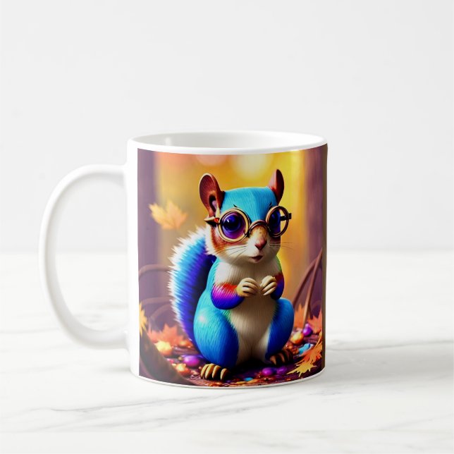 Cute Blue Squirrel with Glasses-56786 Kaffeetasse (Links)
