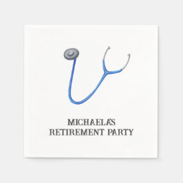 Cute Blue Stethoscope Doctor Nurse Retirement Serviette