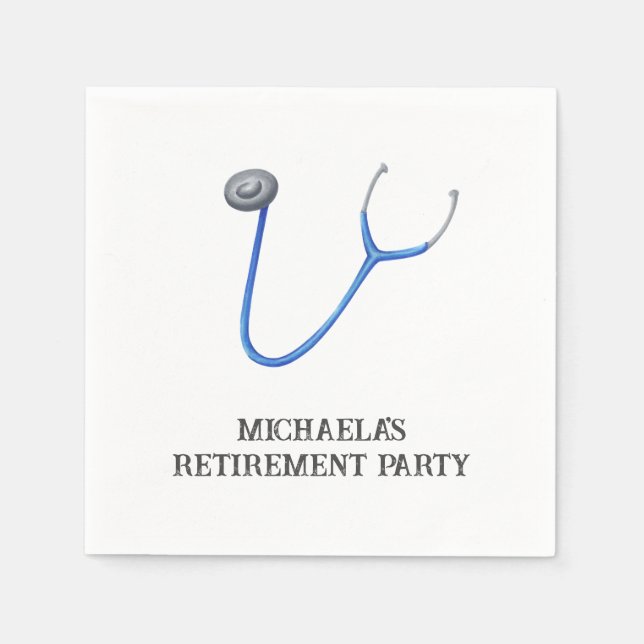 Cute Blue Stethoscope Doctor Nurse Retirement Serviette (Vorderseite)