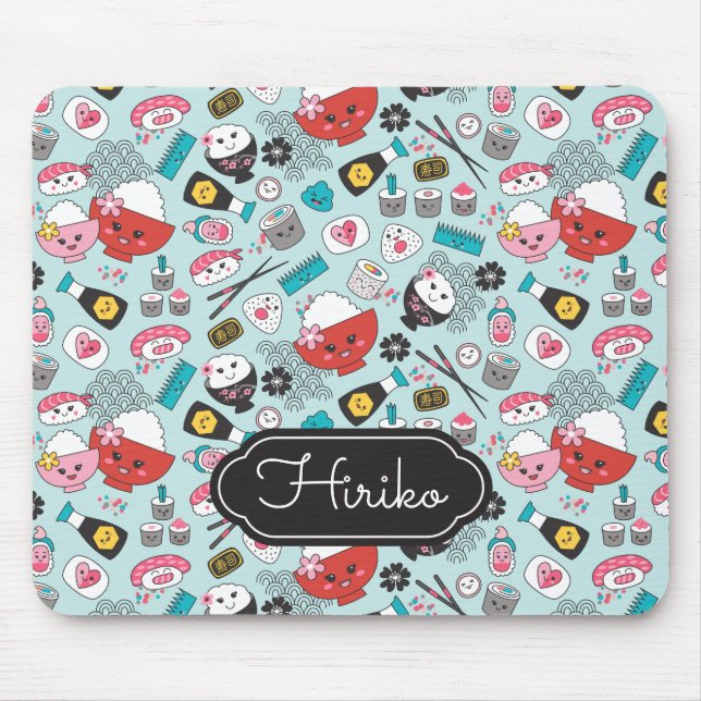 Cute Blue Sushi Pattern Mousepad (Vorne)