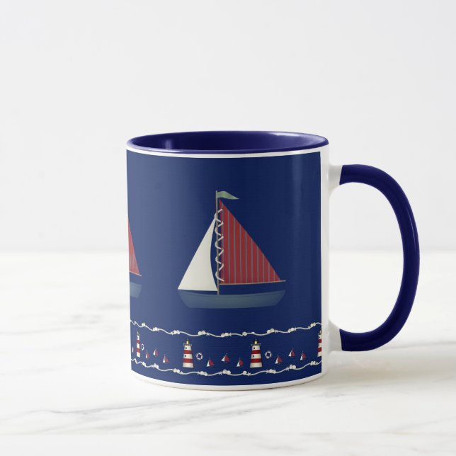 Cute Blue Toy Sailboat Tasse (Rechts)