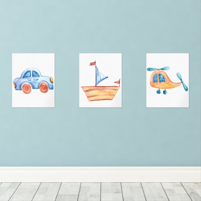 Cute Blue Watercolor Travel Nursery (Parquet)