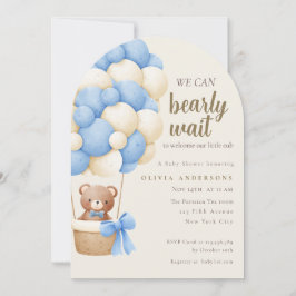 Cute Blue We can Bearly Wait Baby Shower Einladung