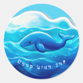 Cute Blue Whale Runder Aufkleber