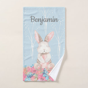 Cute Blue Woodland Bunny Baby Nursery