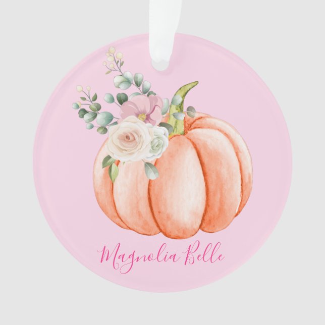 Cute Blush Rose Spring Floral Petit Nom Citrouille (devant)