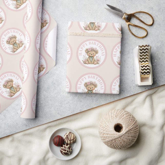 Cute Boho Animal Birthday Party Geschenkpapier (Kunsthandwerk)