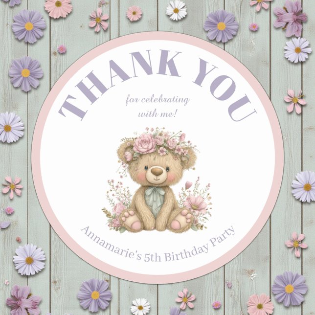 Cute Boho Animal Birthday Party Runder Aufkleber (Von Creator hochgeladen)