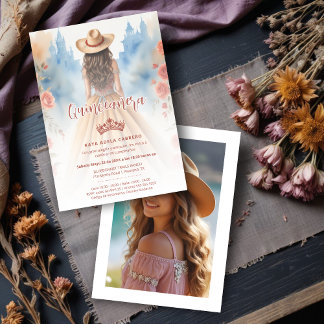 Cute Boho Cowgirl Charming Quinceañera with Einladung