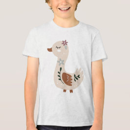 Cute Boho Goose Illustration in Neutral Pastel  Tri-Blend Shirt