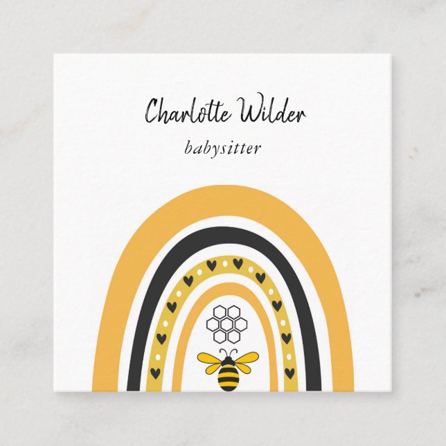Cute Boho Rainbow Babysitter Carte de visite (Devant)
