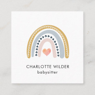 Cute Boho Rainbow Babysitter Carte de visite