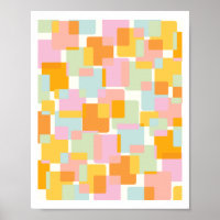 Cute Boho Retro Pastel Geometric Shape Art