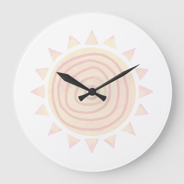 Cute boho Sun clock for Nursery and Kids Room Große Wanduhr (Vorderseite)