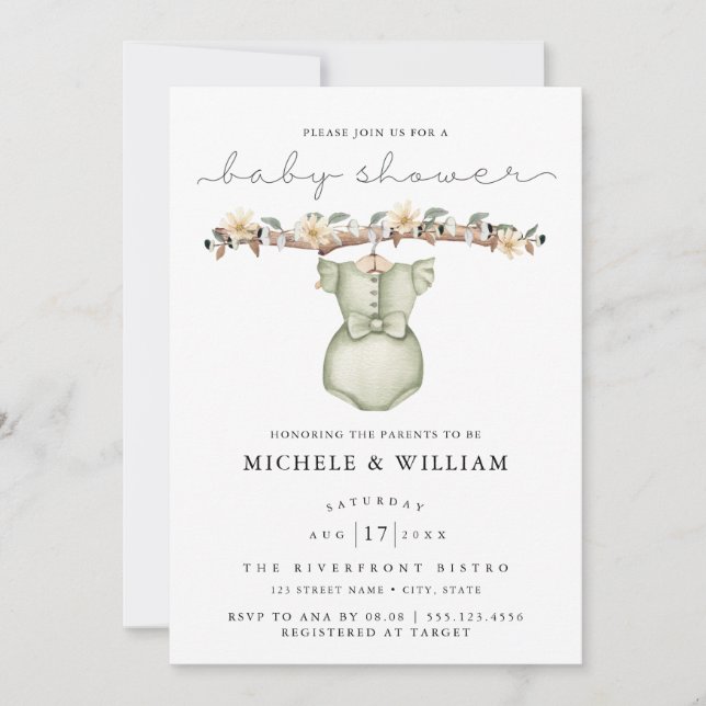 Cute Boho Vêtements Fille Baby shower Invitation (Devant)