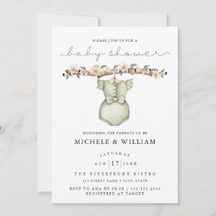 Cute Boho Vêtements Fille Baby shower Invitation