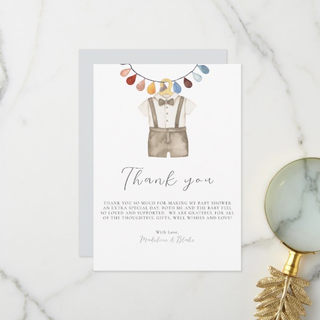 Cute Boho Vêtements garçon Baby shower Carte de re (Devant/Arrière en situation)
