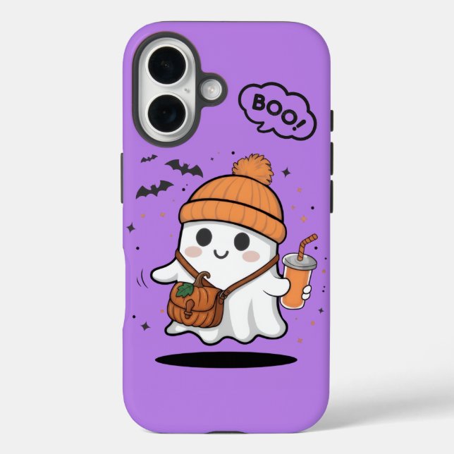 Cute Boo Ghost Girly iPhone 16 Phone Case – Kawaii (Rückseite)