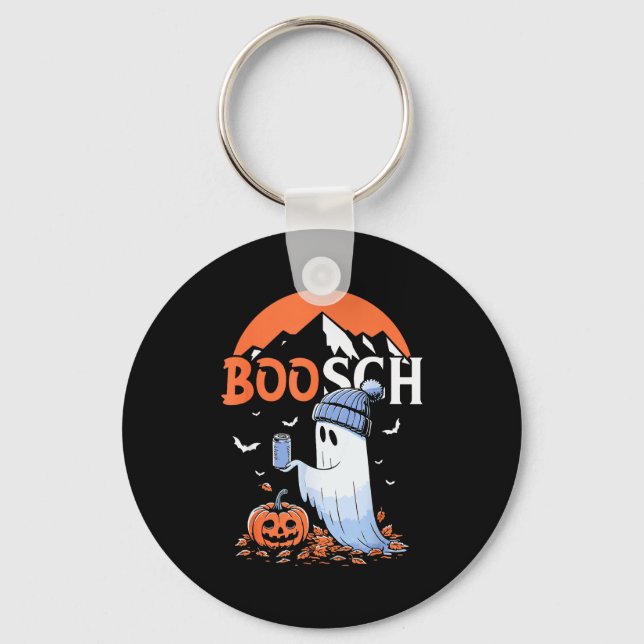 Cute Boo Ghost Halloween Pumpkin Beer Drinking Sok Schlüsselanhänger (Vorderseite)