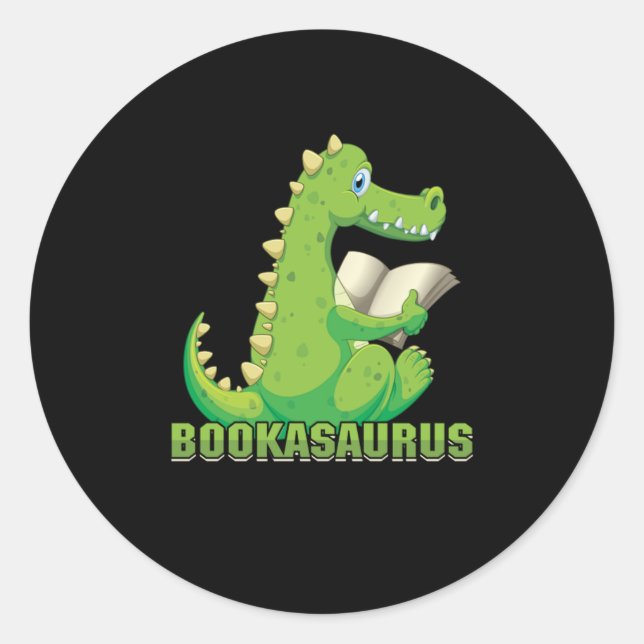 Cute Book Lover Bookworm Bookish Dinosaur Bookasau Runder Aufkleber (Vorderseite)
