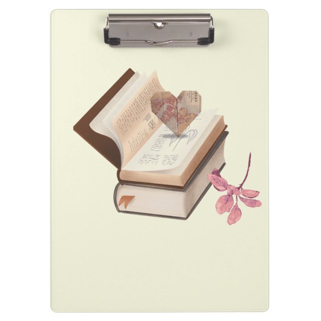 Cute book  withe map heart and flower klemmbrett (Vorderseite)