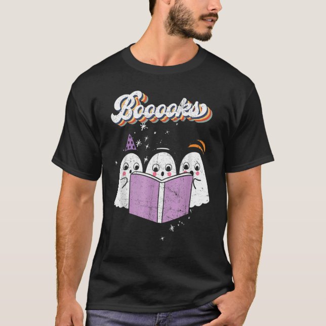 Cute Booooks Ghost Read More Books Funny Teacher H T-Shirt (Vorderseite)