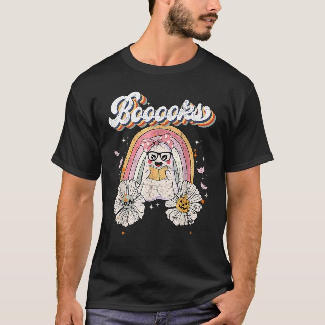 Cute Booooks Ghost Read More Books Funny Teacher H T-Shirt (Vorderseite)