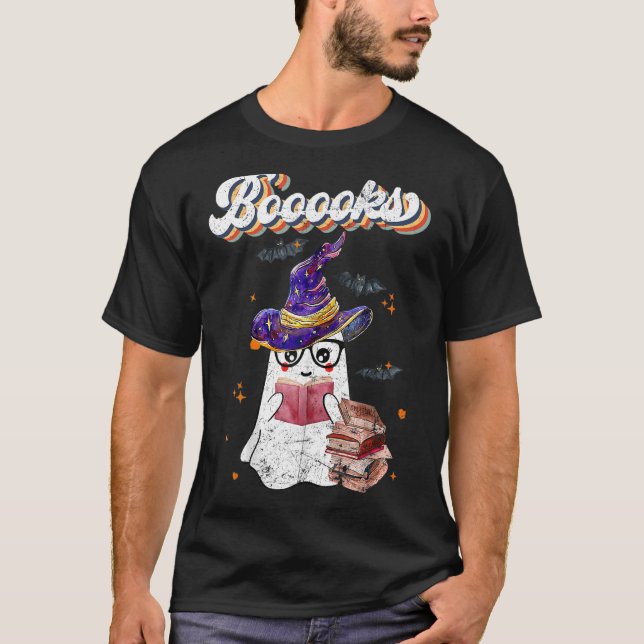 Cute Booooks Ghost Read More Books Funny Teacher H T-Shirt (Vorderseite)