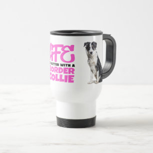 Cute Border Collie Lover Black White Puppy Dog Reisebecher