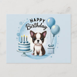 Cute Boston Terrier Birthday PostCard  Postkarte