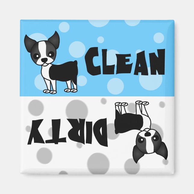 Cute Boston Terrier Clean Lave-vaisselle Magnet (Devant)