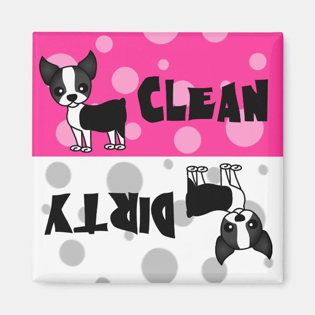Cute Boston Terrier Clean Lave-vaisselle Magnet (Devant)