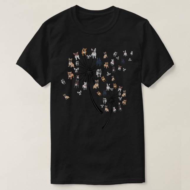 Cute Boston Terrier Dogs Dandelion Flower Flying D T-Shirt (Design vorne)