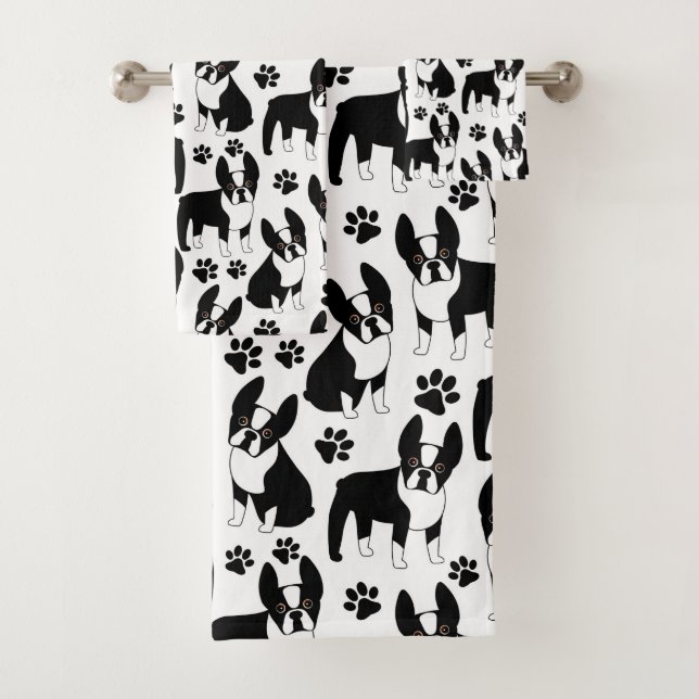 Cute Boston Terriers Noir et Blanc (En situation)