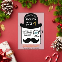 Cute Bowler Hat and Monocle Any Age Birthday Party