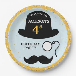 Cute Bowler Hat and Monocle Any Age Birthday Party Pappteller