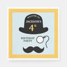 Cute Bowler Hat and Monocle Any Age Birthday Party Serviette